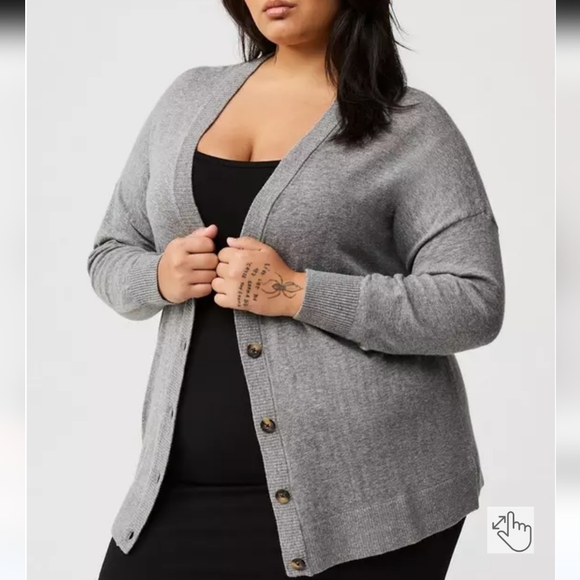 torrid Sweaters - NWT Torrid Boyfriend Cardigan Drop Shoulder Sweater Women's 2X Gray Preppy Retro
